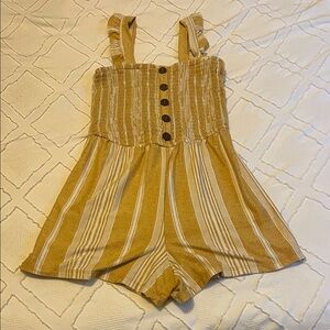 Derek Heart Mustard and White Striped Kids Romper